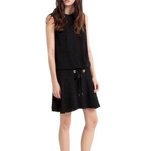Sandro Rosilda Drawstring Waist Sleeveless Black Mini Dress size 1 XS